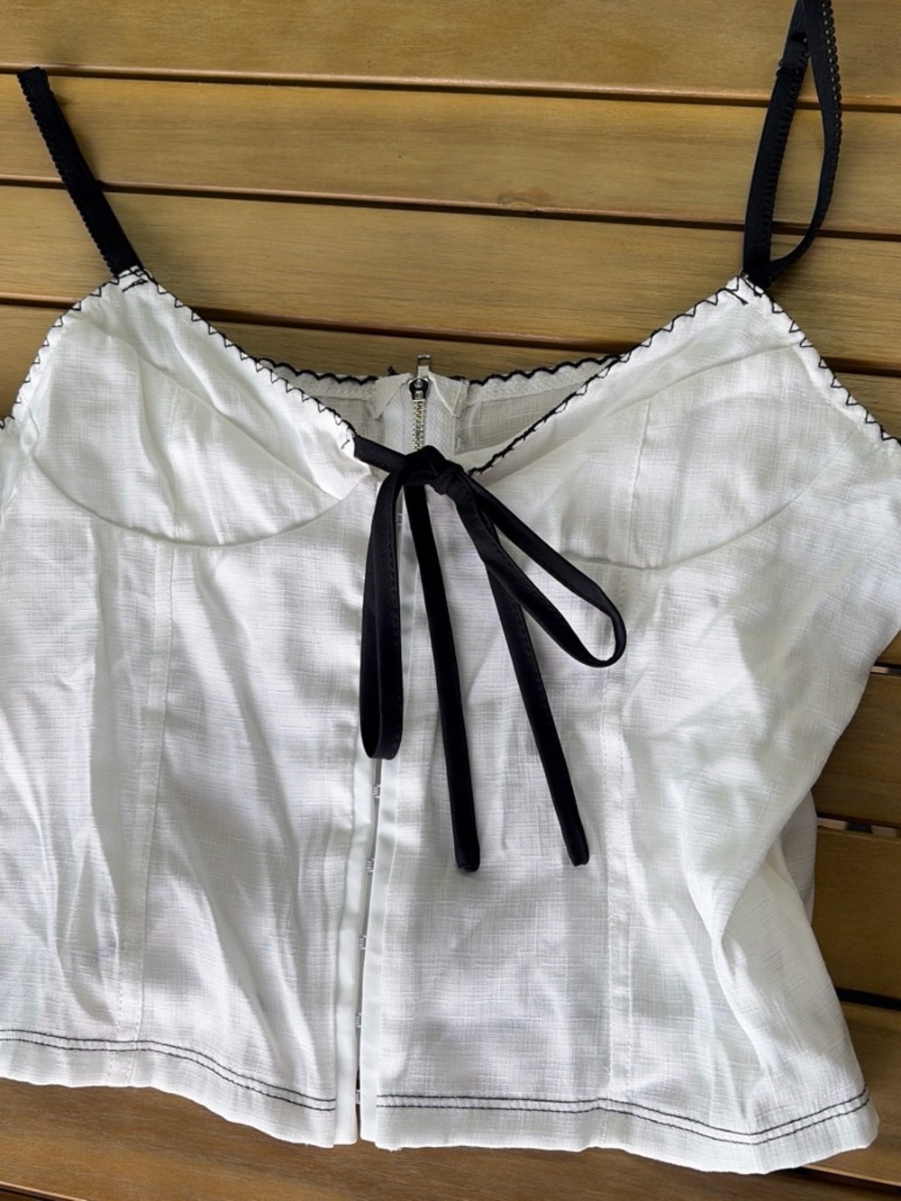 Black & White Lace-Trim Cami Top